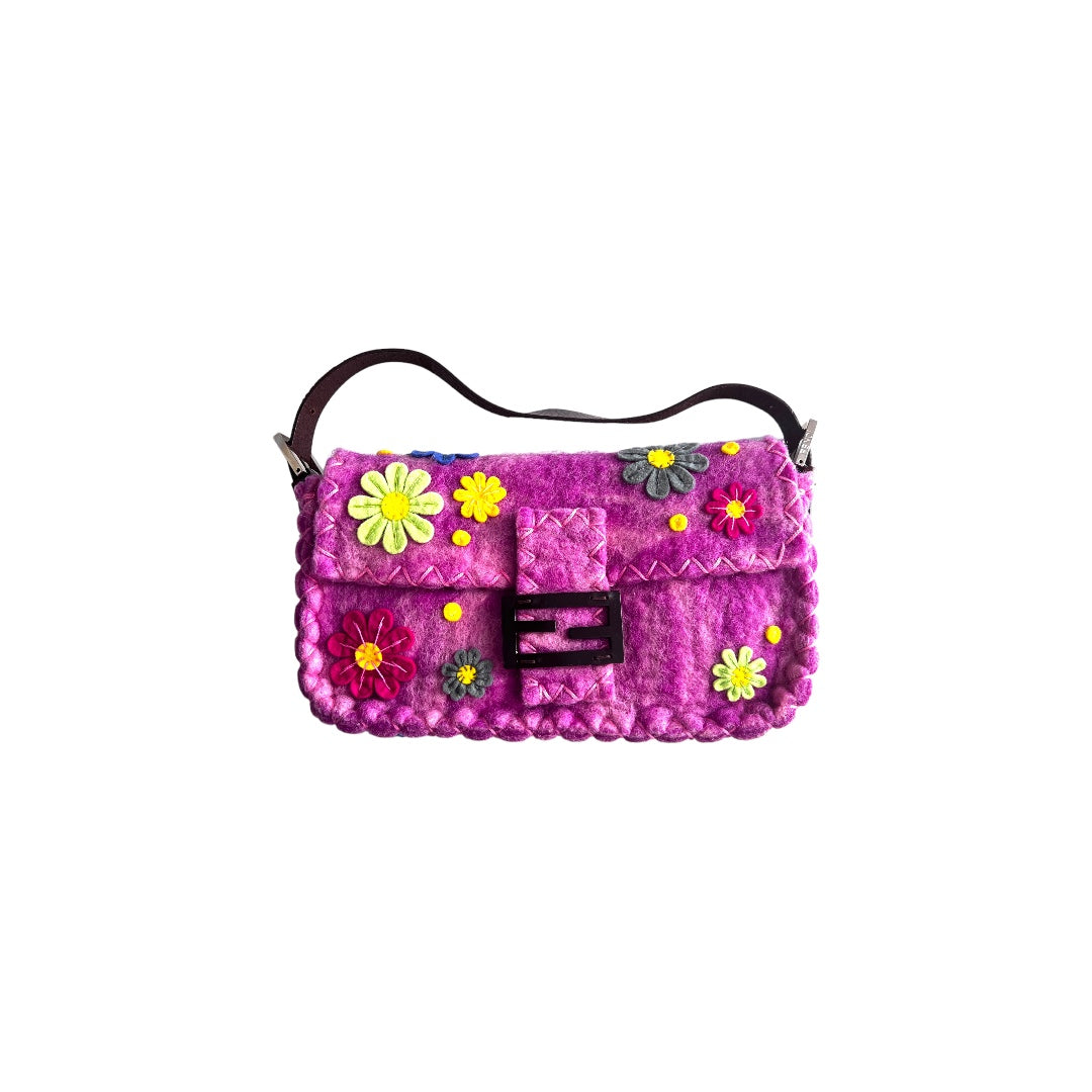 Fendi Vintage Fendi flower wool baguette