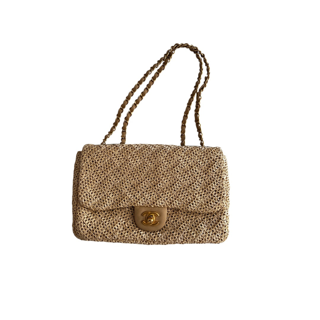 Chanel Paris-Athens Crochet Raffia Medium Single Flap Bag