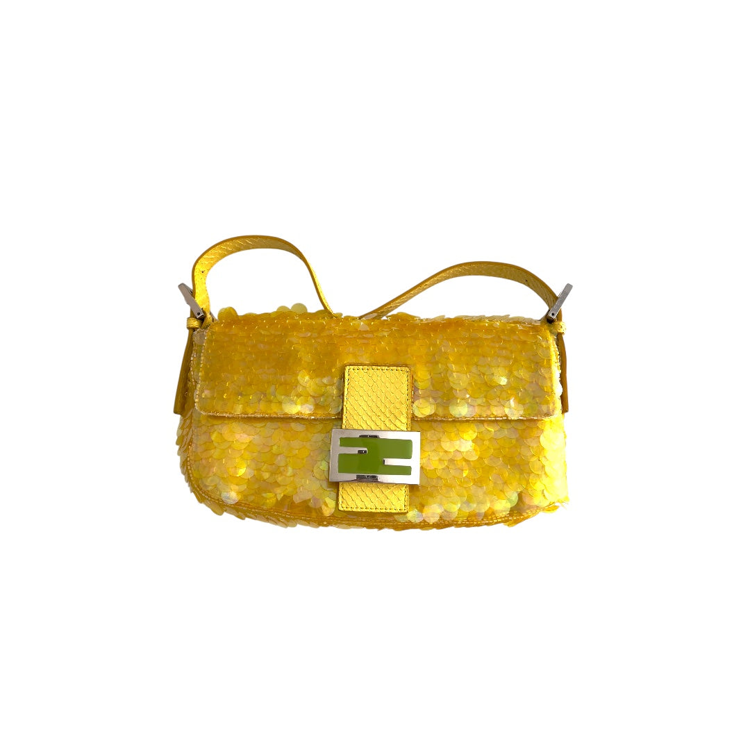 Vintage Fendi Yellow sequin Baguette