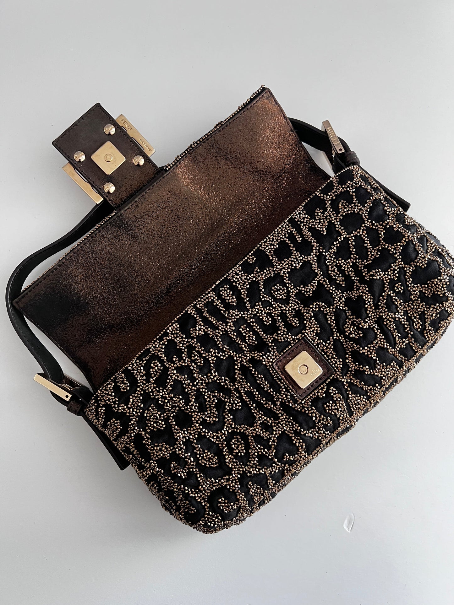 Fendi Cheetah embroidered beaded baguette