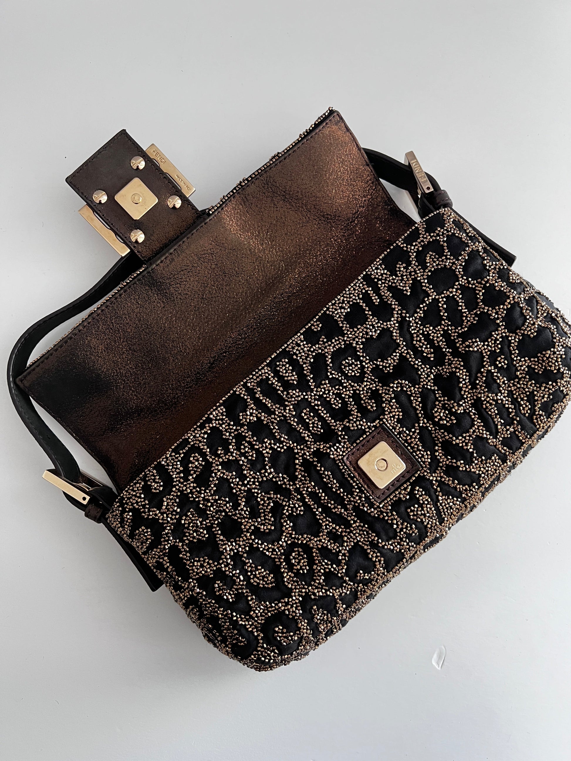 Fendi Cheetah embroidered beaded baguette