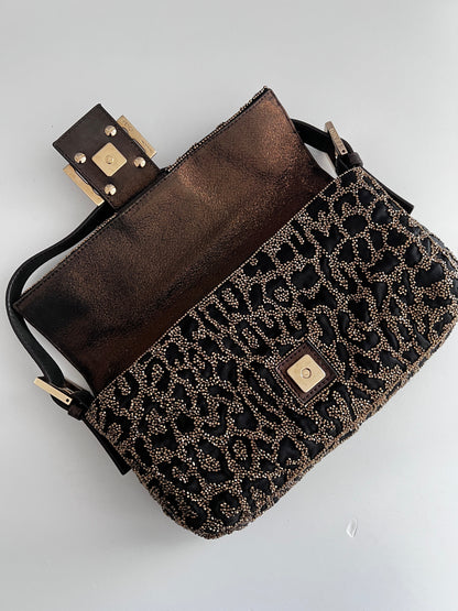 Fendi Cheetah embroidered beaded baguette