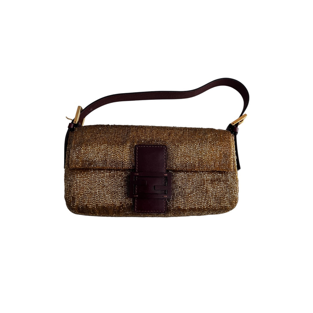 Fendi Fendi gold beaded baguette