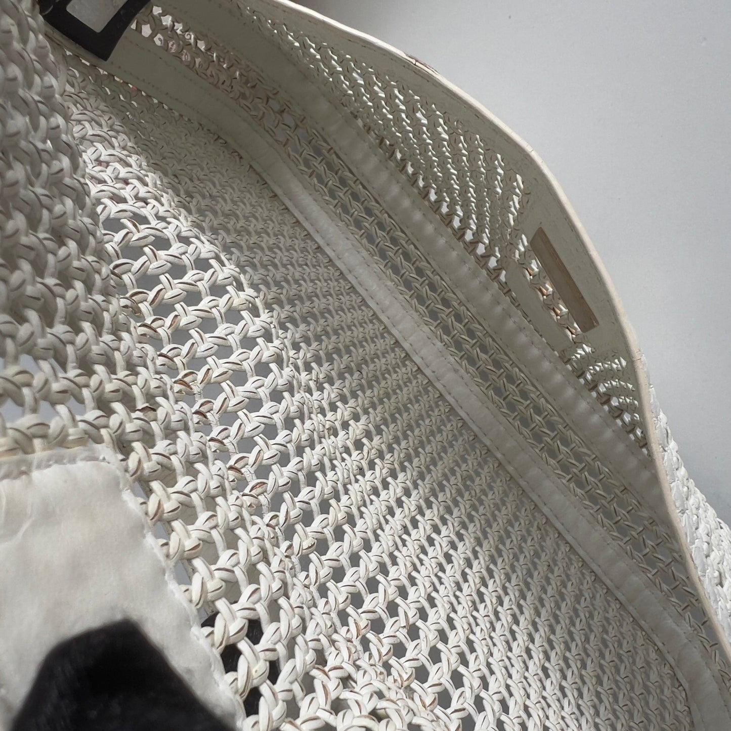 Vintage Fendi Offwhite Woven Leather Baguette