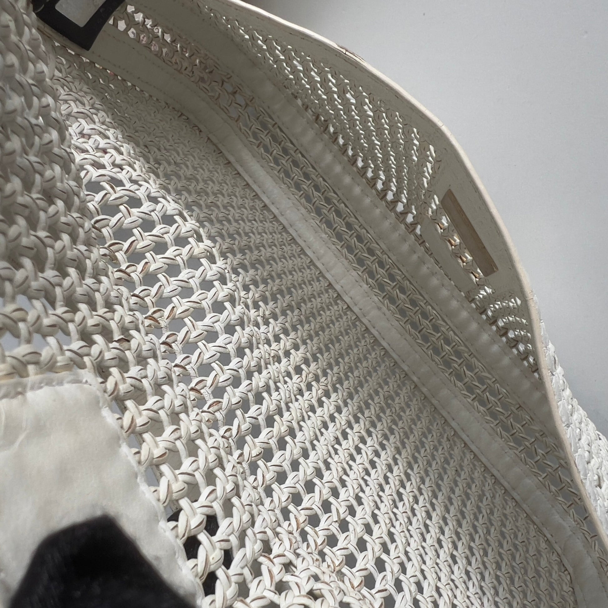 Vintage Fendi Offwhite Woven Leather Baguette