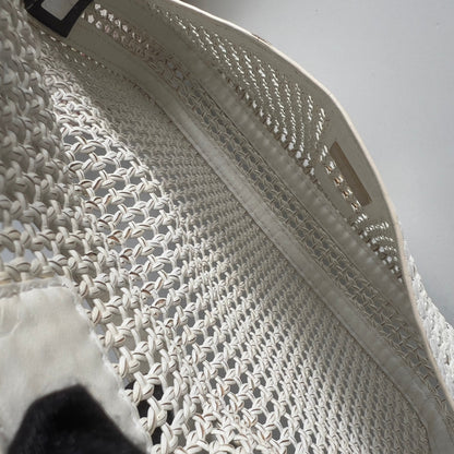 Vintage Fendi Offwhite Woven Leather Baguette
