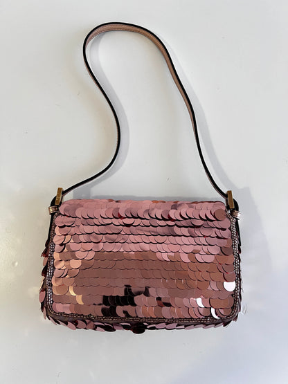 Fendi rose gold sequin mini baguette