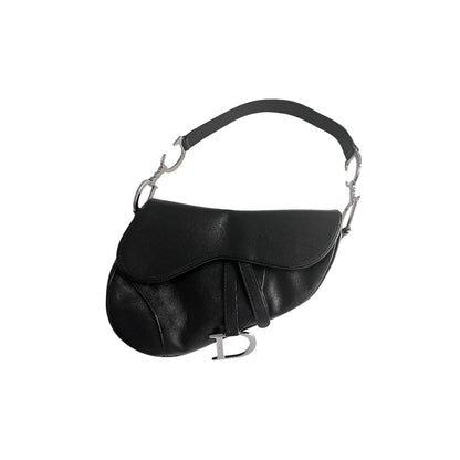 Pre-Owned Vintage Dior calf leather black saddle bag