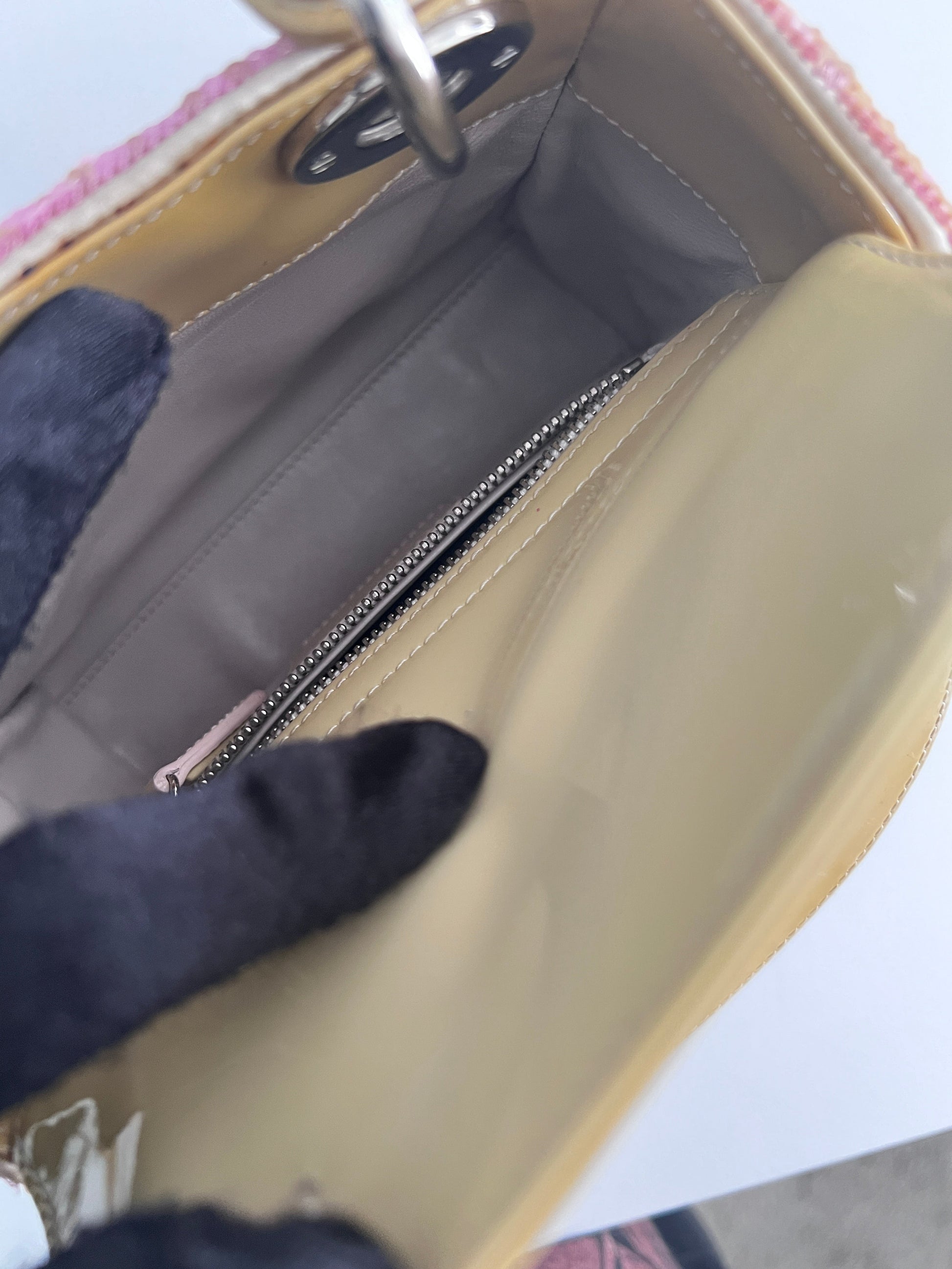 Dior pink sequin mini lady dior bag