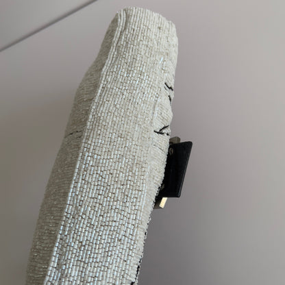 Vintage Fendi White& Black “Spider web”Beaded Baguette Rare