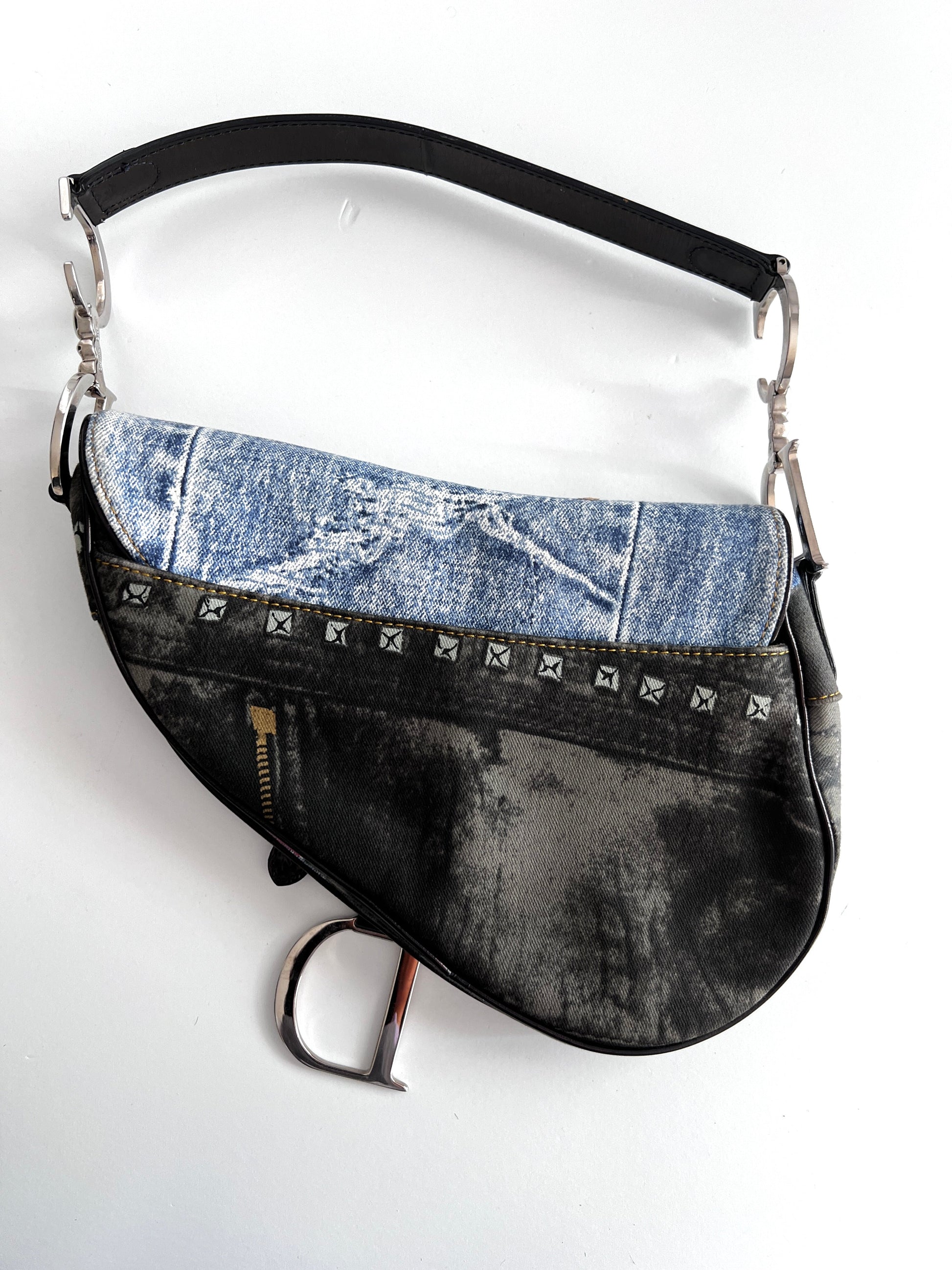 Dior certified denim saddle bag