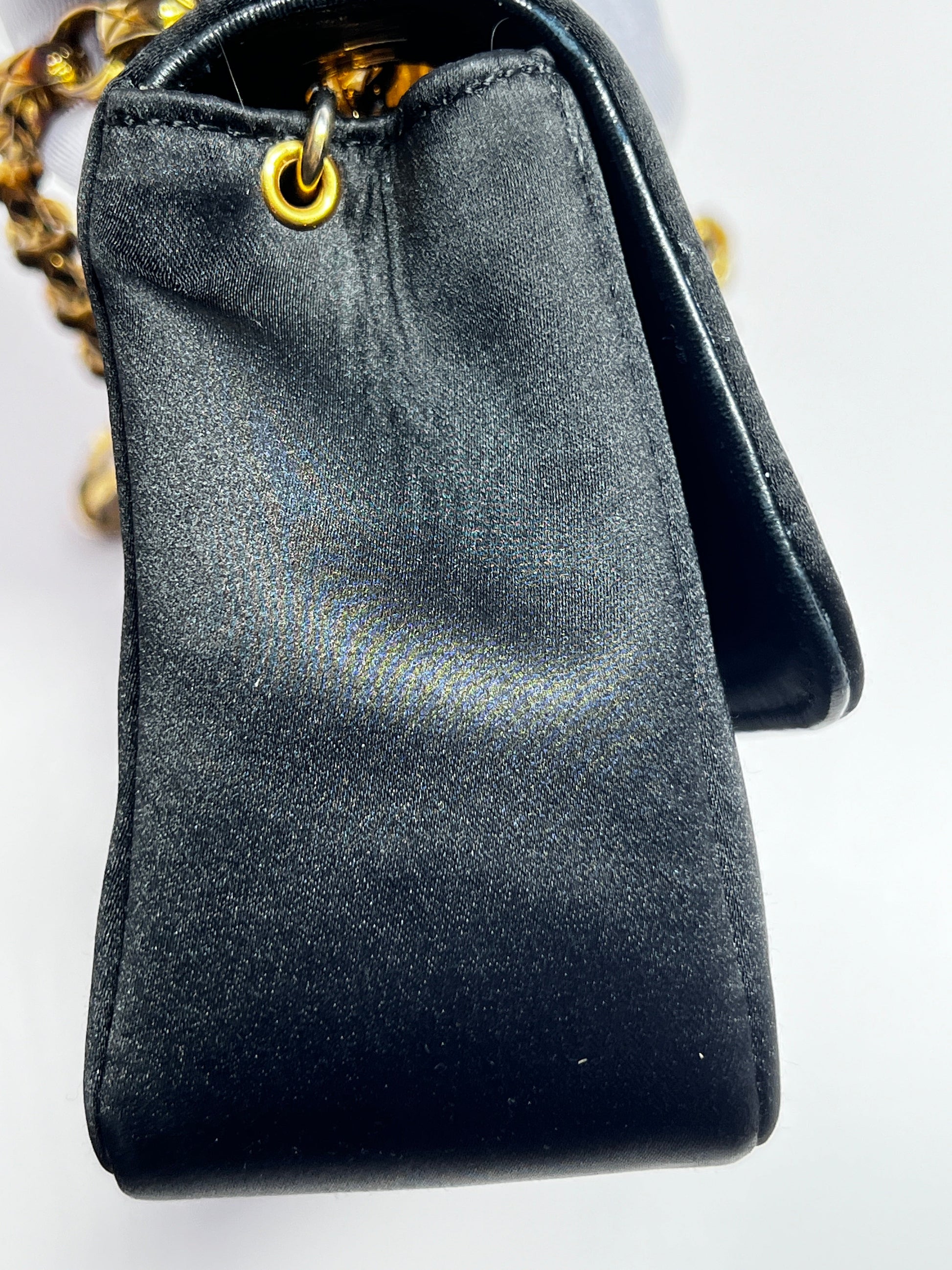 Vintage Chanel mini rectangular satin flap bag