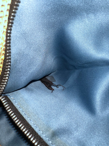 Vintage Fendi embroidered lizard skin trimmed zucca baguette