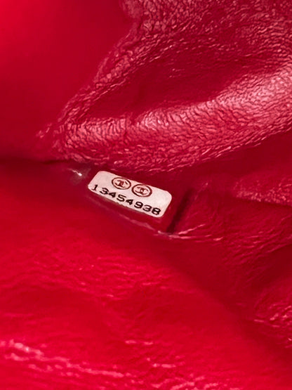 Chanel red velvet chain double flap tweed bag