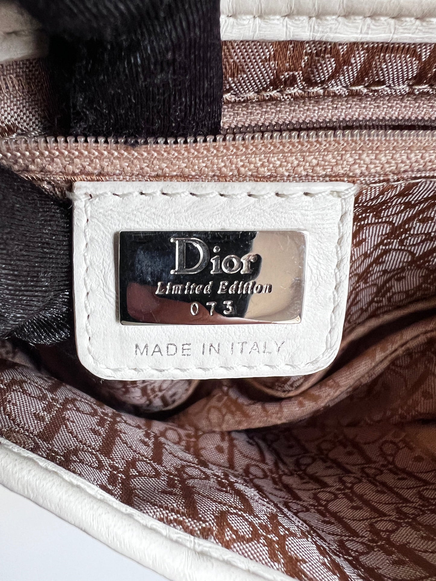 Dior limited edition white floral canva saddle bag