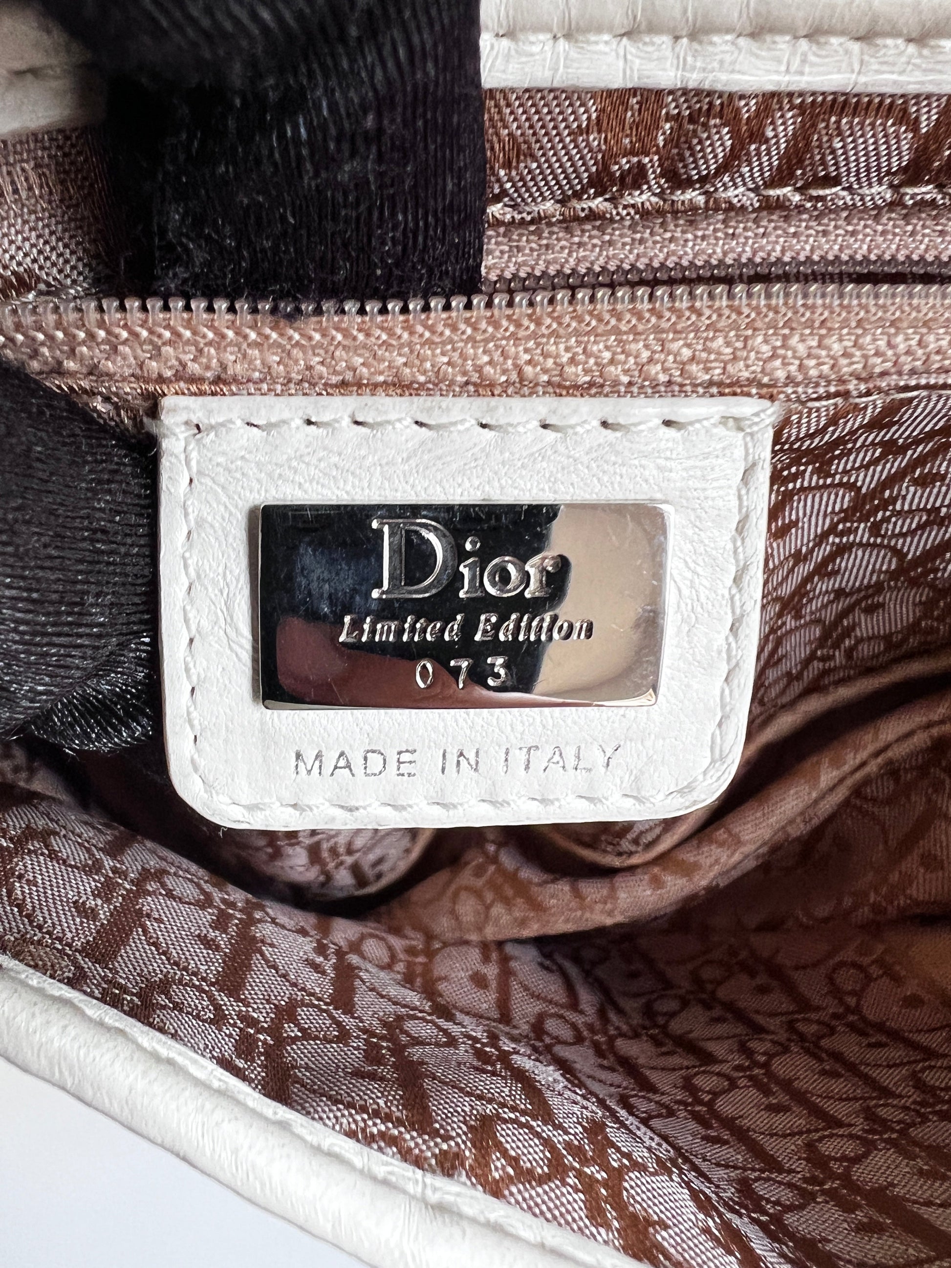 Dior limited edition white floral canva saddle bag