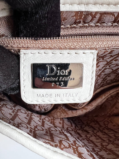Dior limited edition white floral canva saddle bag