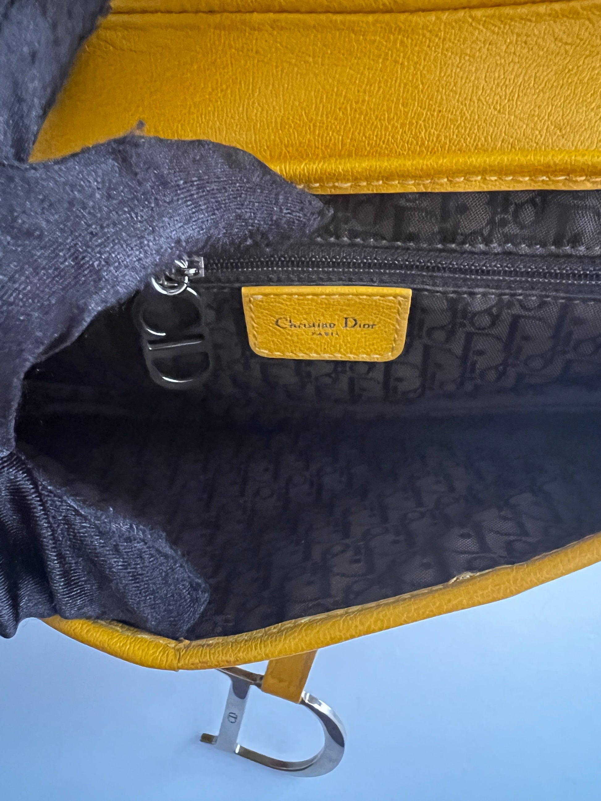 Dior mustard leather saddle bag