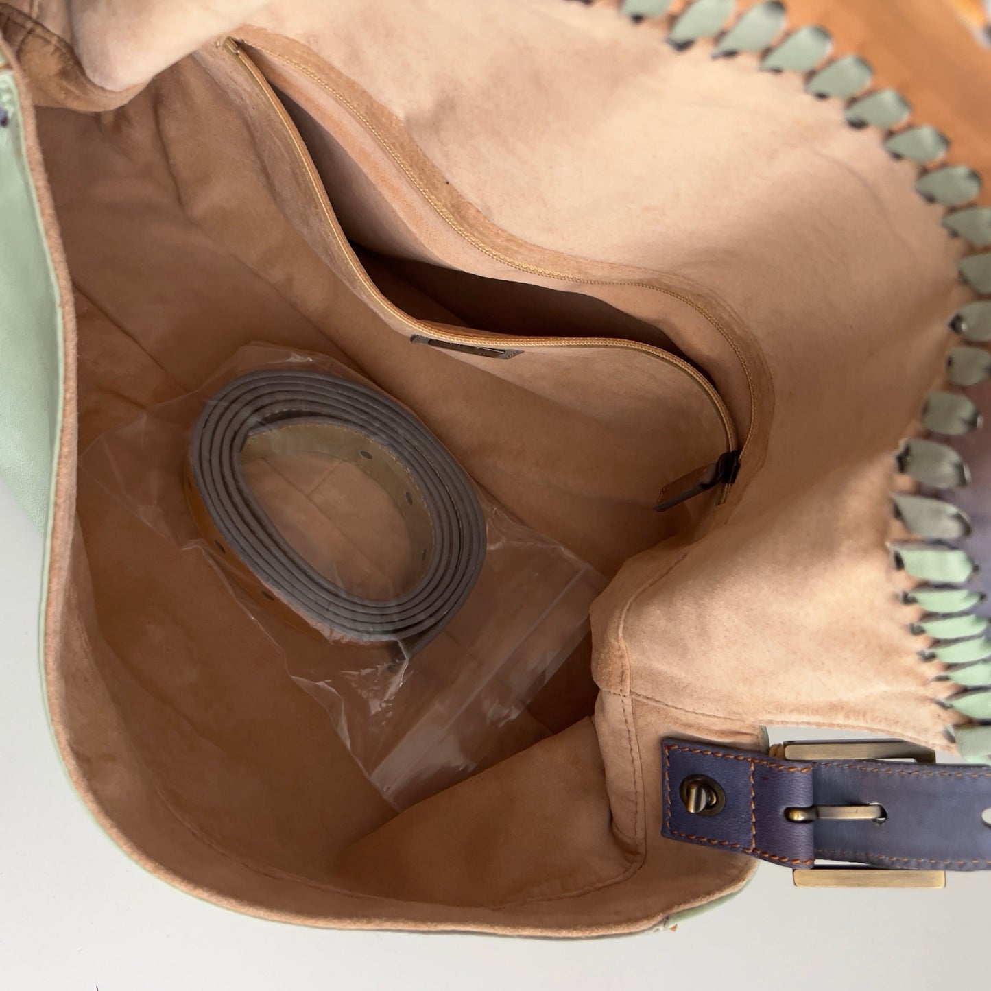 Vintage Fendi XXL Pastel Rainbow Whipstitch Baguette-A