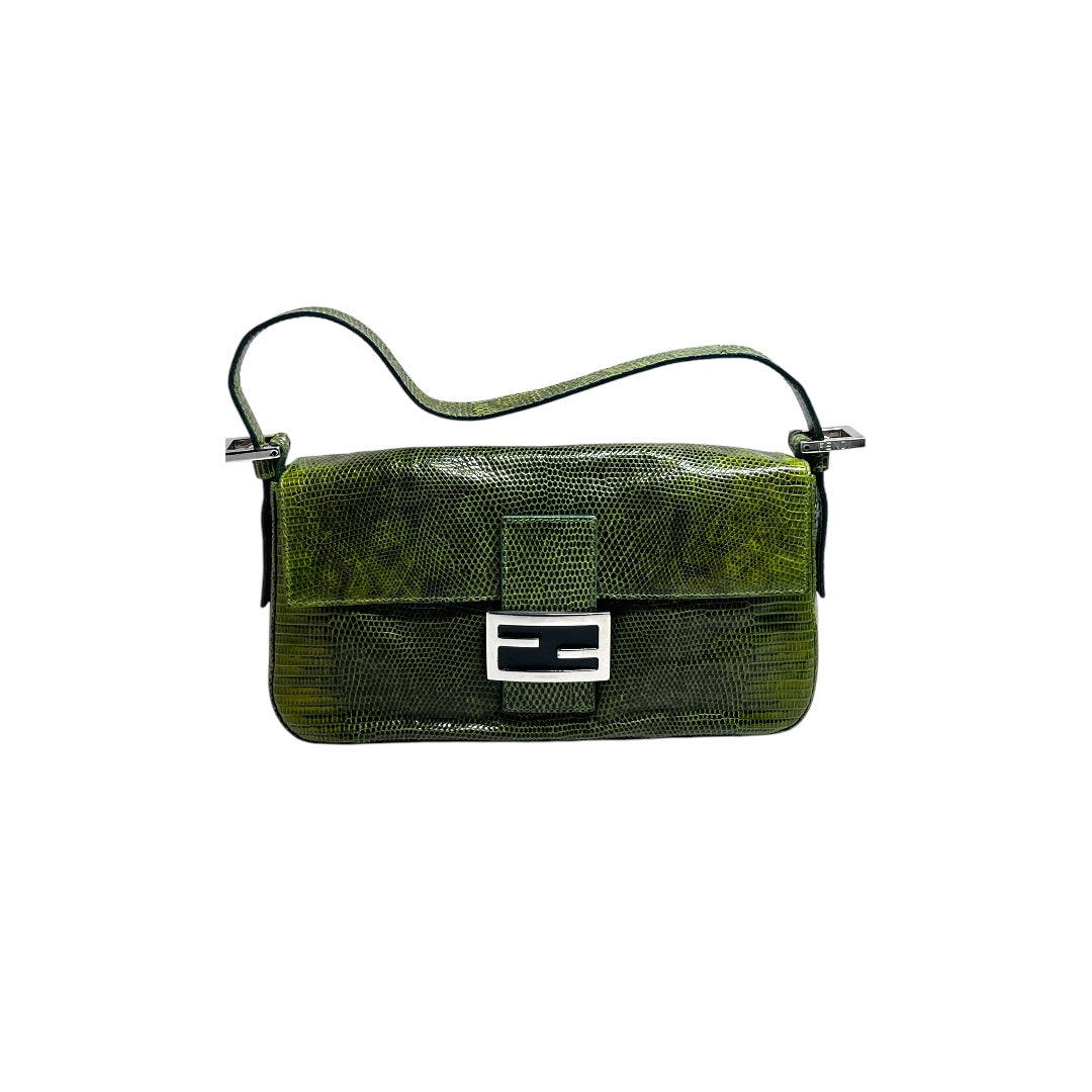 Fendi Vintage Fendi Green Lizard Skin Baguette