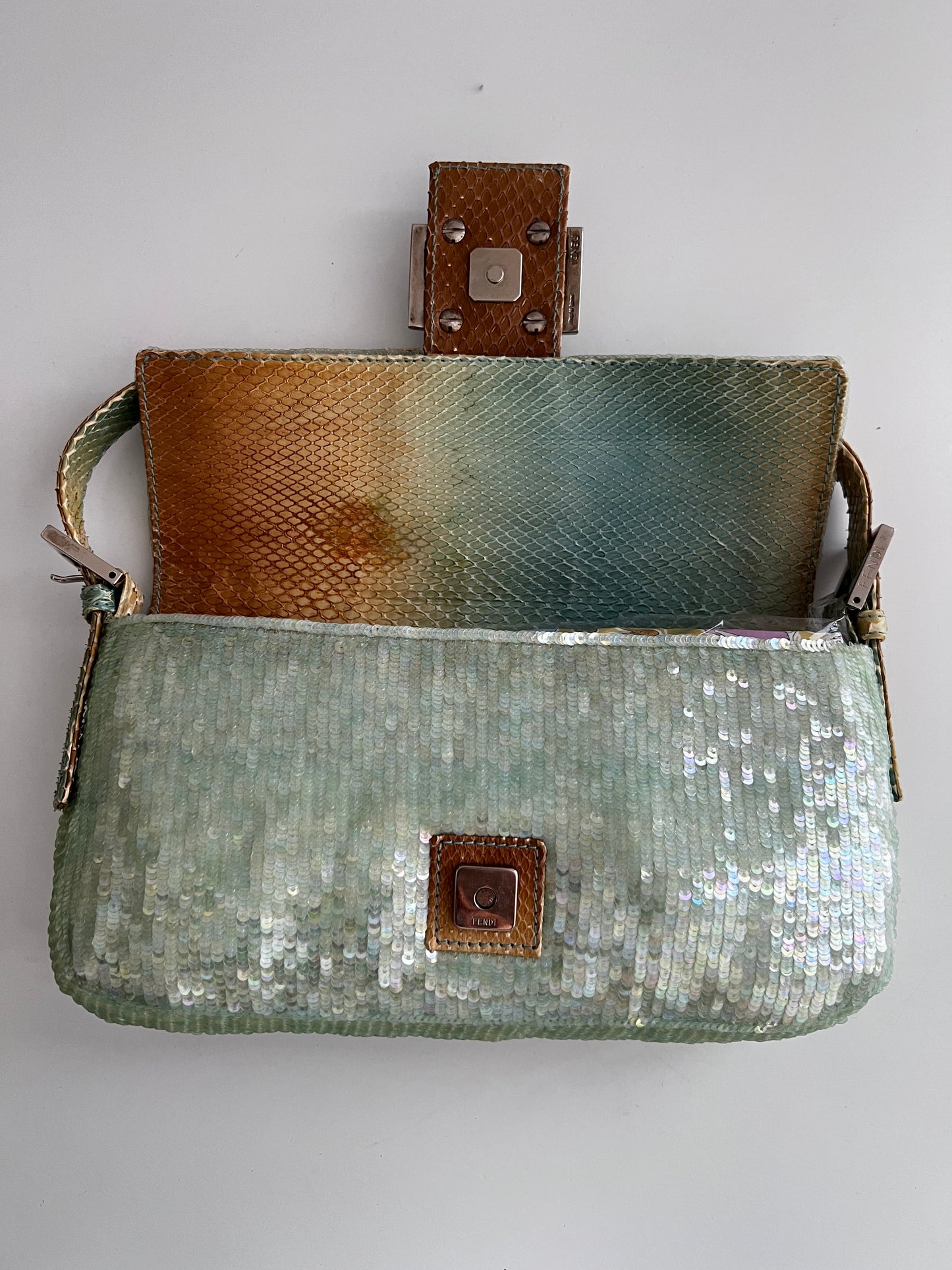 Vintage Fendi Mint Sequin Baguette