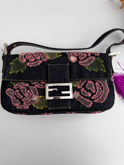 Fendi rose denim baguette