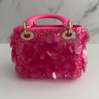 Dior Barbie pink sequin mini Ladydior bag