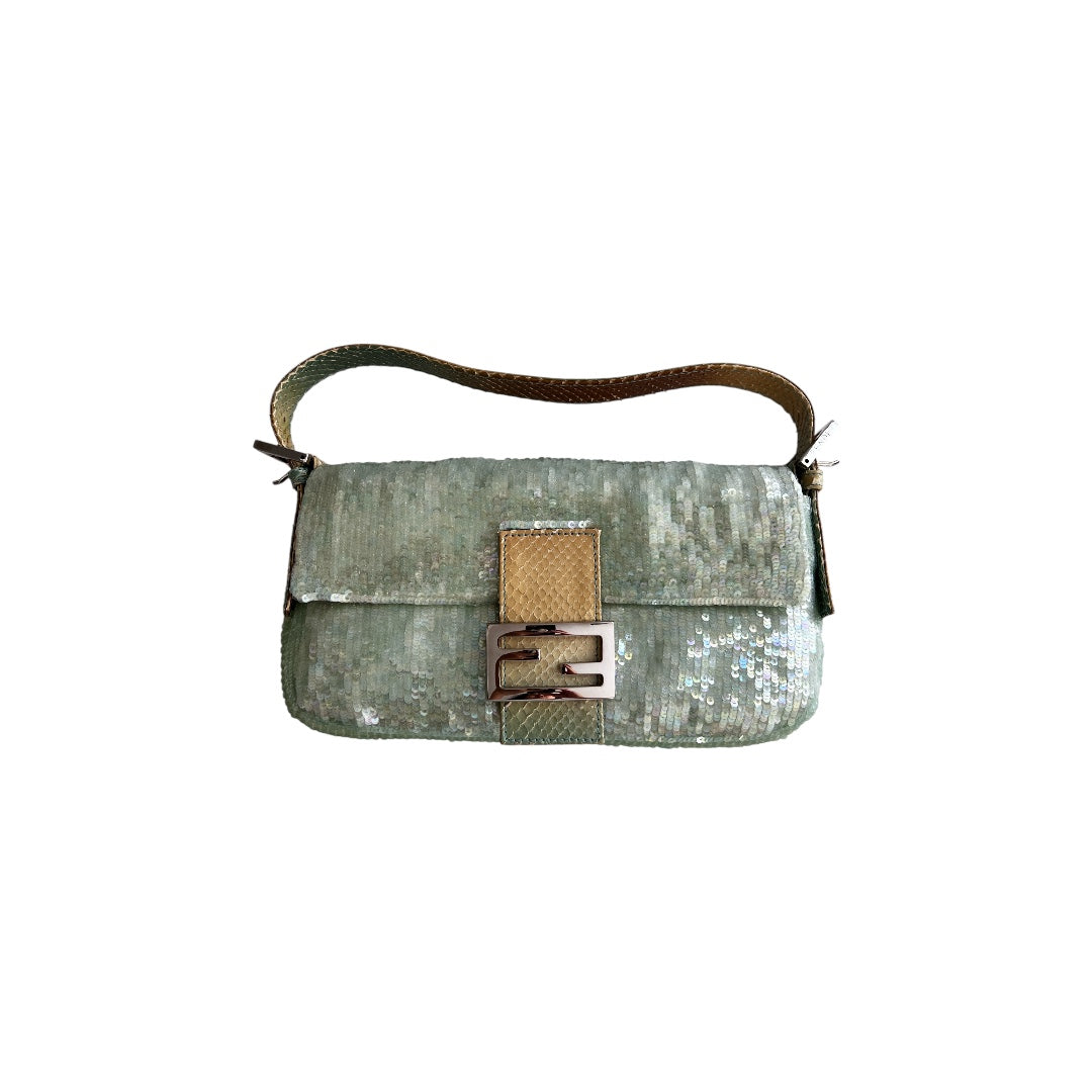 Fendi Vintage Fendi Mint Sequin Baguette