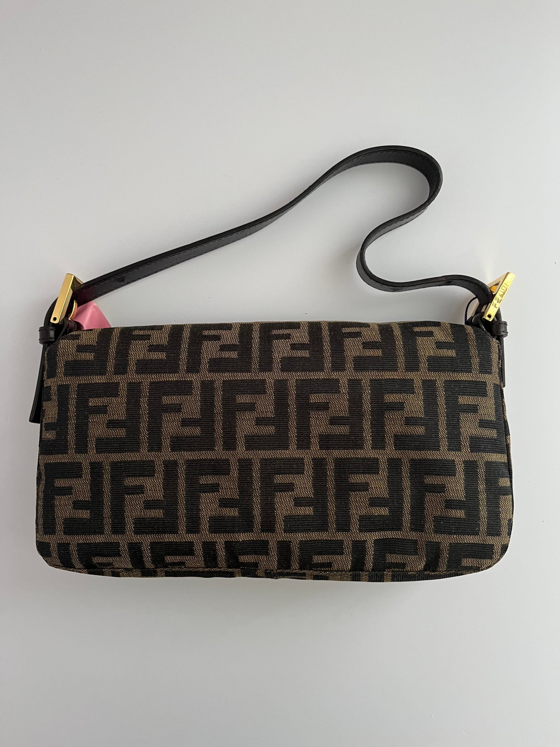 Fendi baguette FF gold hardware shoulder bag
