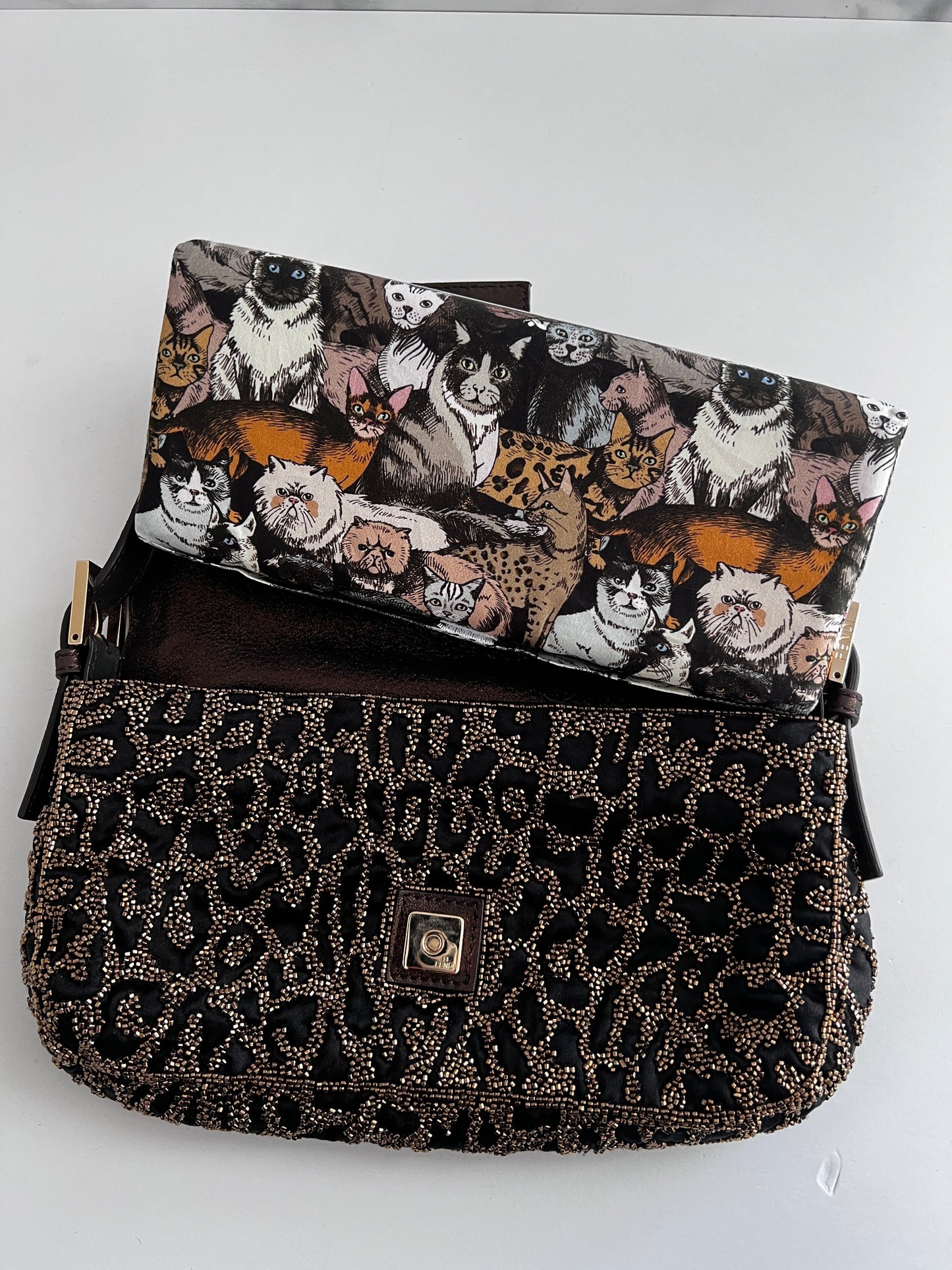 Fendi Cheetah embroidered beaded baguette