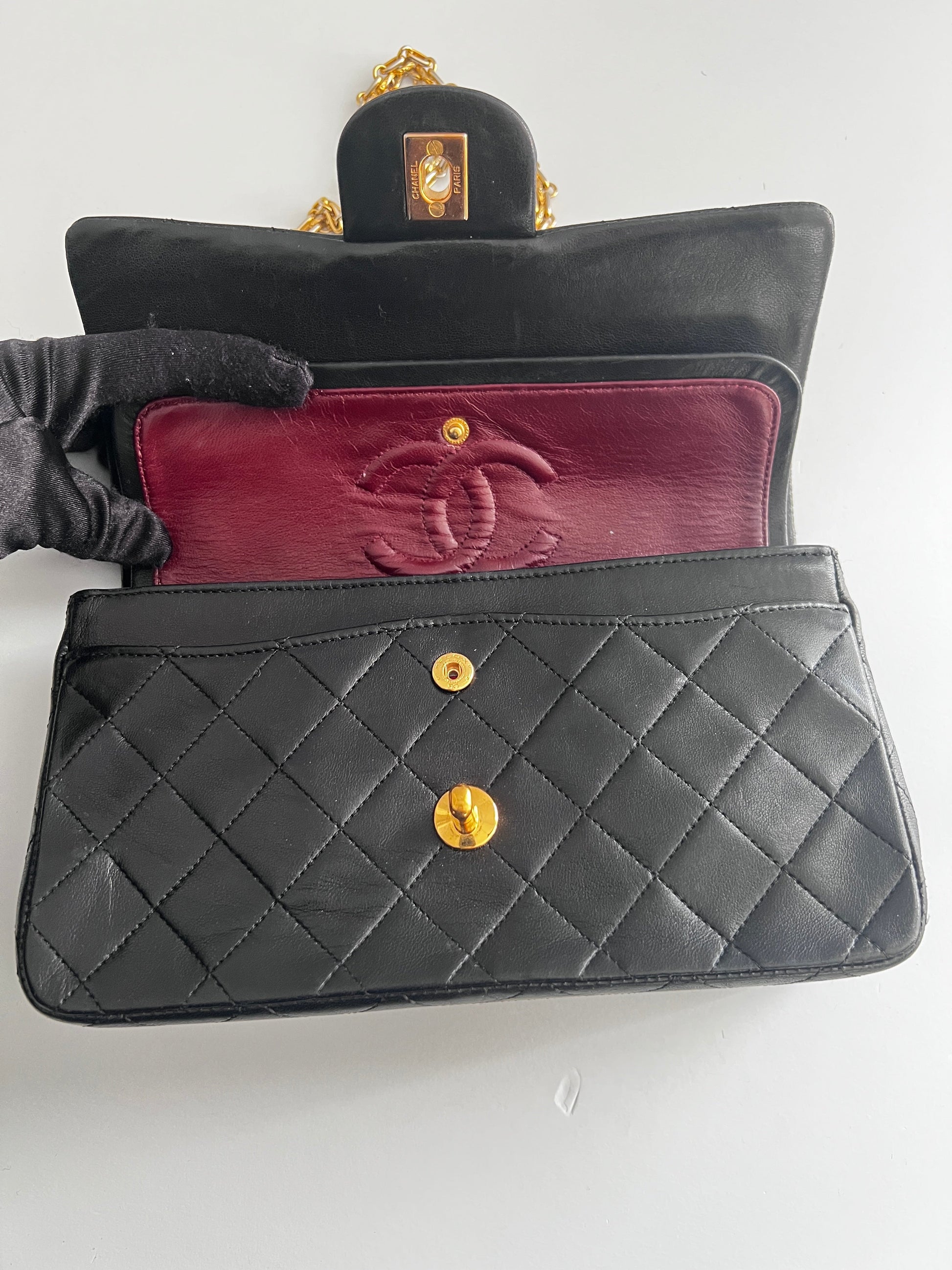 Vintage Chanel small size classic flap with Bijoux chain