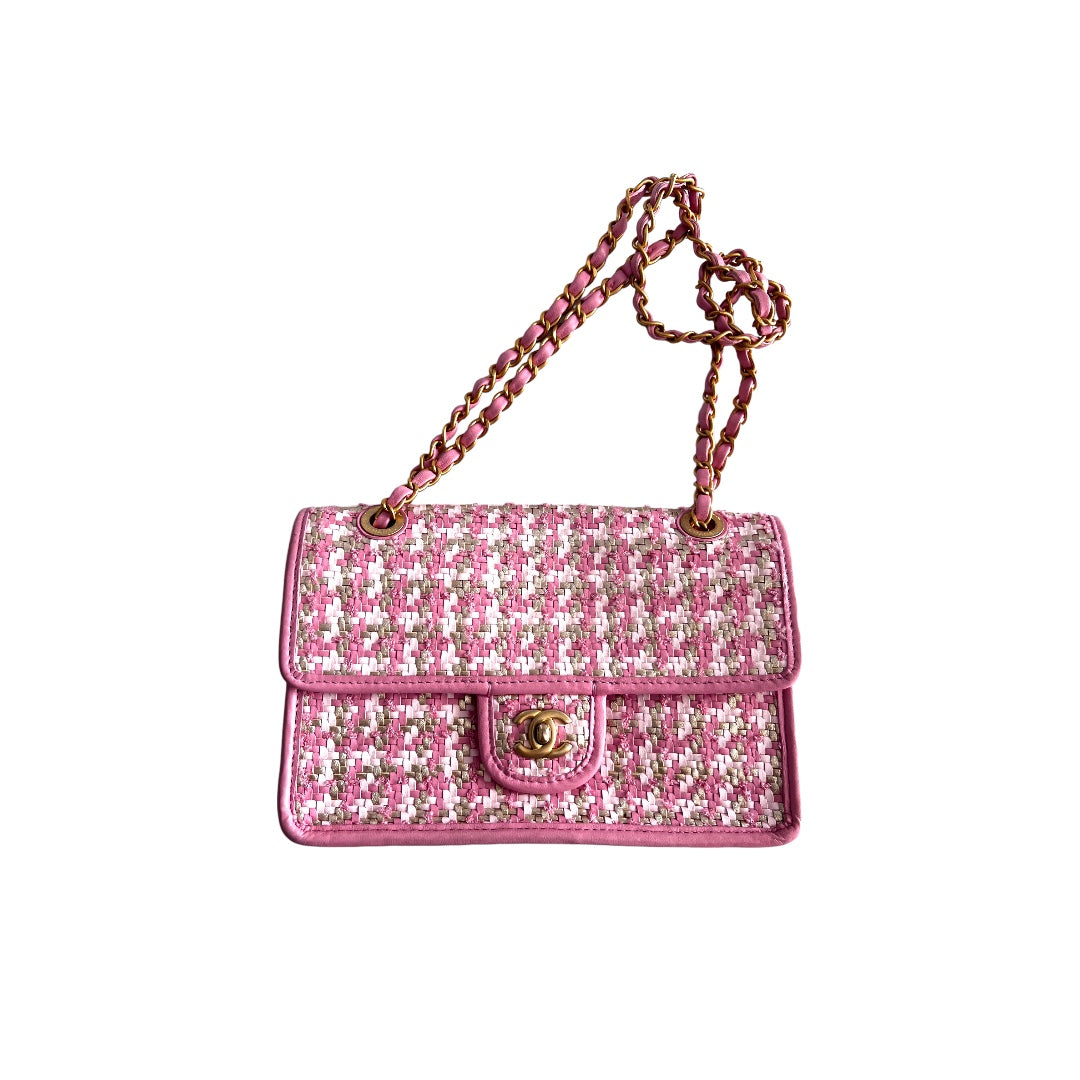 Chanel Chanel tweed & leather Houndstooth weave flap bag