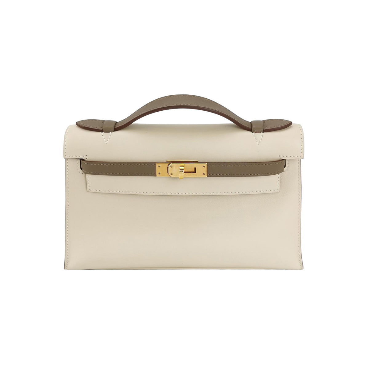 Hermes Hermes Kelly Mini White Calfskin Gold-Tone Hardware Top-Handle Bag