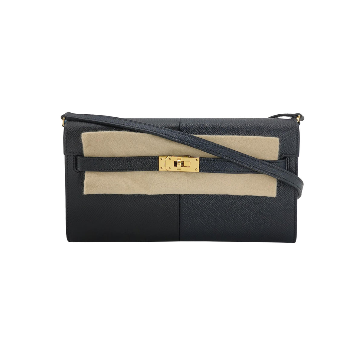 Hermes Hermes Kelly Large Black Calfskin Gold-Tone Hardware Wallet