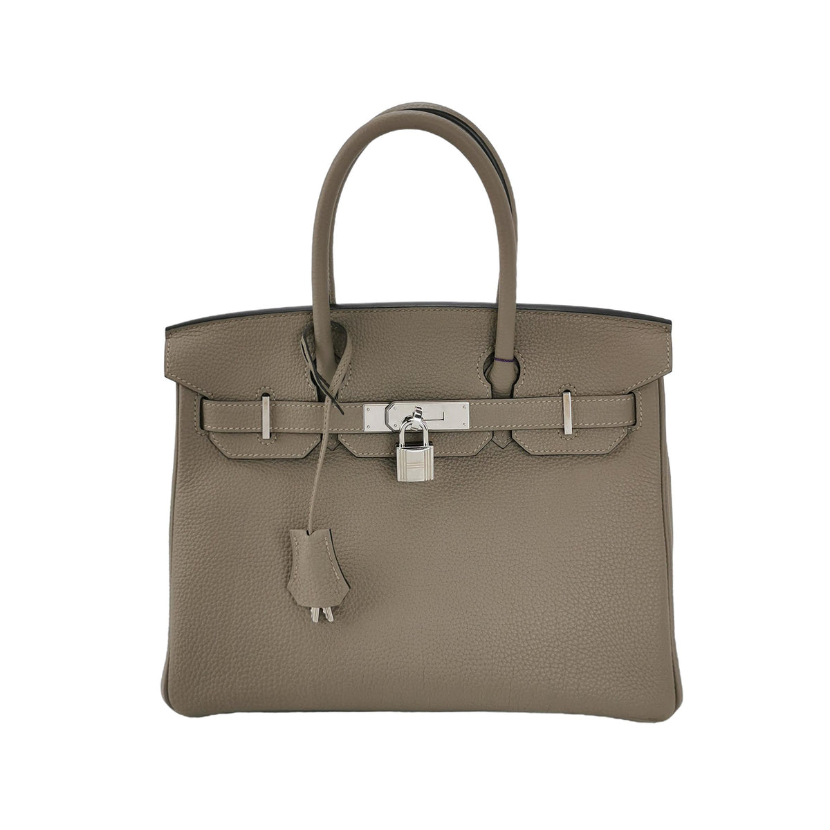 Hermes Hermes Birkin Gold 30 Gray Calfskin Silver-Tone Hardware Top-Handle Bag