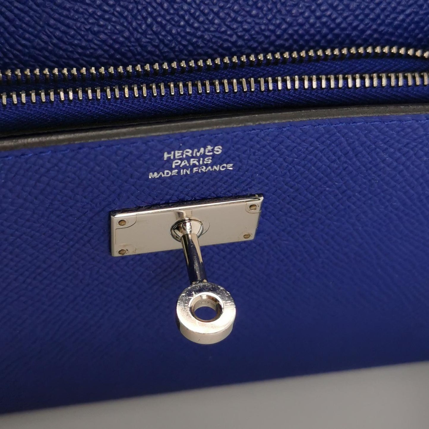 Kelly Large Epsom Silver 7T Blue T