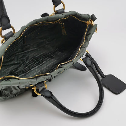 Gaufre Lambskin Nylon Logo