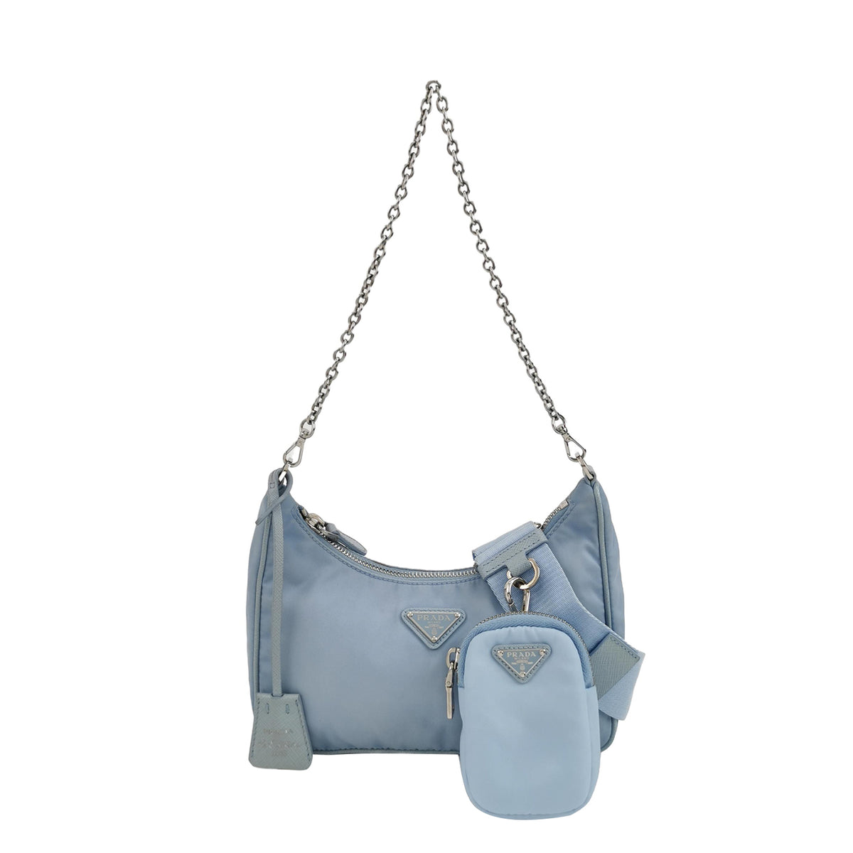 Prada Prada Hobo Calfskin Nylon Crossbody Bag