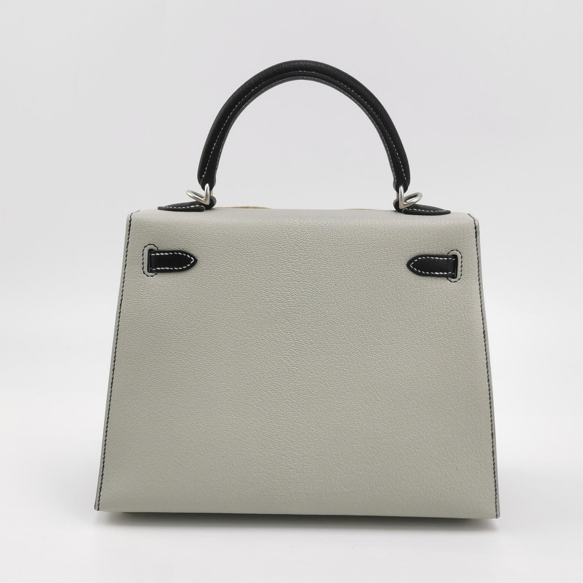 Kelly 25 Mysore Lambskin Silver I2 White 89 Black B