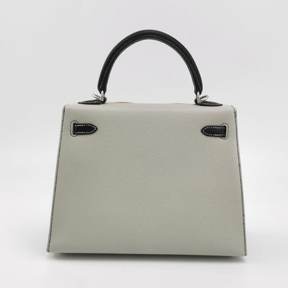 Kelly 25 Mysore Lambskin Silver I2 White 89 Black B