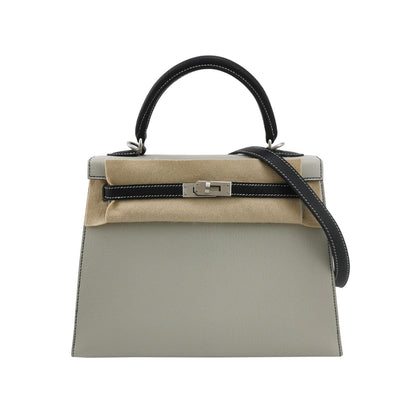 Kelly 25 Mysore Lambskin Silver I2 White 89 Black B