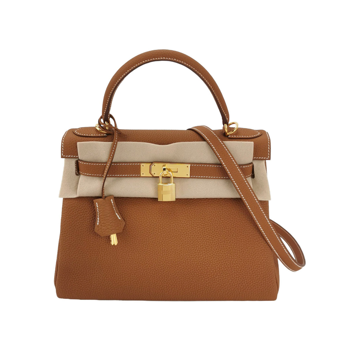 Hermes Hermes Kelly 28 Brown Calfskin Gold-Tone Hardware Shoulder Bag