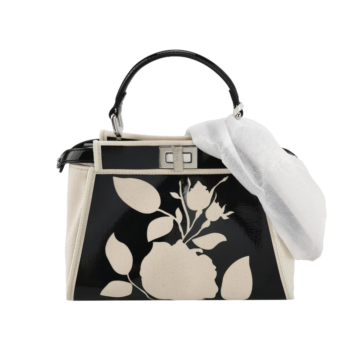 Fendi Fendi Peekaboo Mini Colorblock Canvas Shoulder Bag