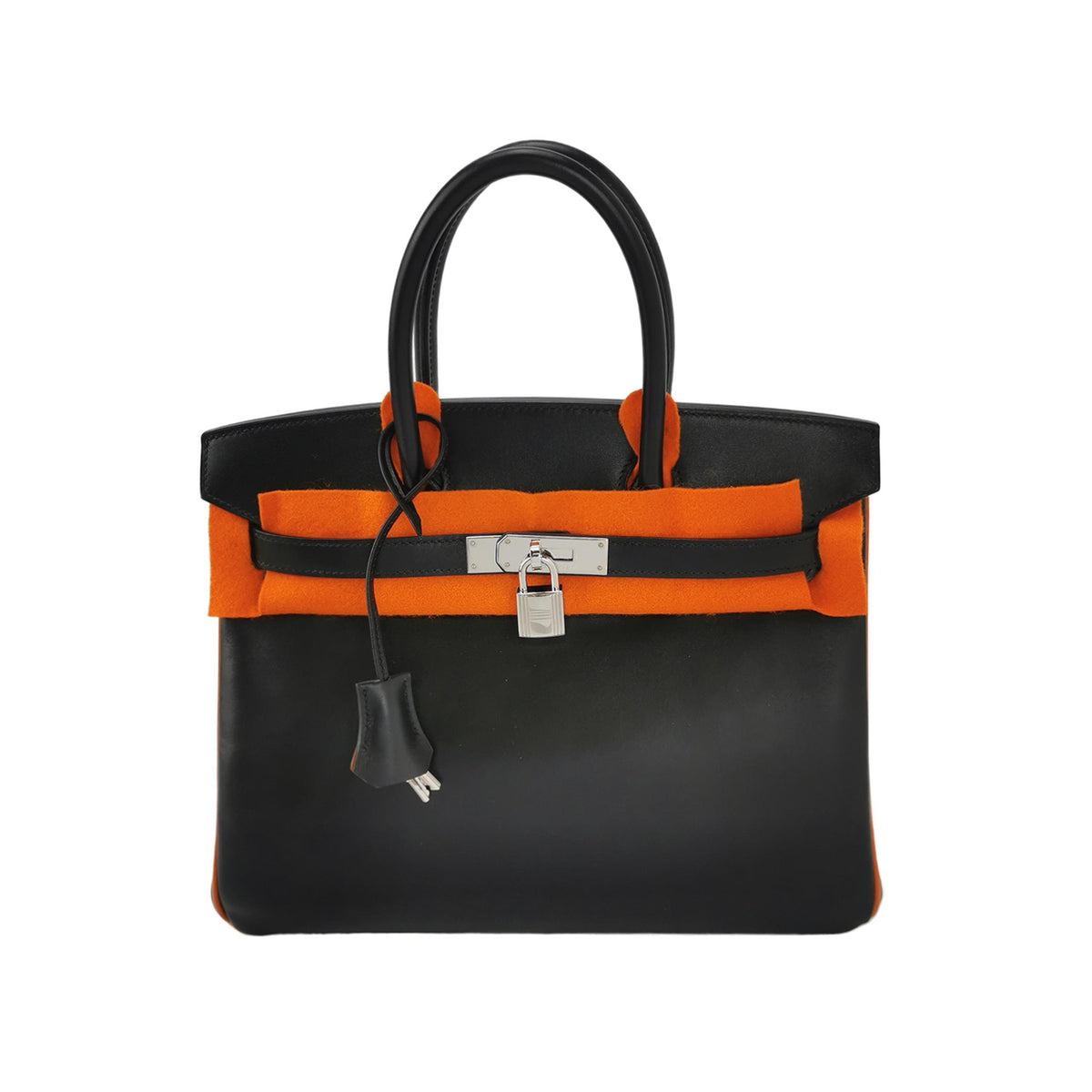 Hermes Hermes Birkin Gold 30 Black Calfskin Silver-Tone Hardware Top-Handle Bag