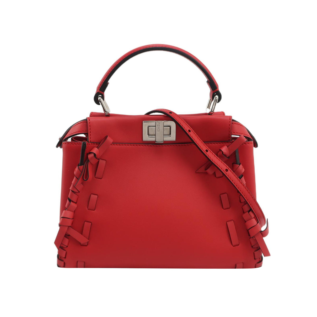 Fendi Fendi Peekaboo Mini Calfskin Shoulder Bag