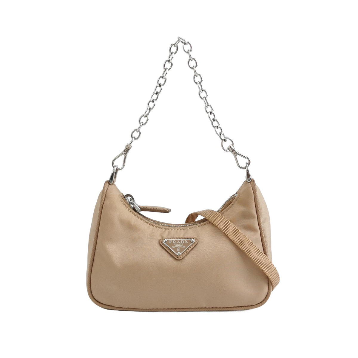 Prada Prada Hobo Calfskin Nylon Shoulder Bag