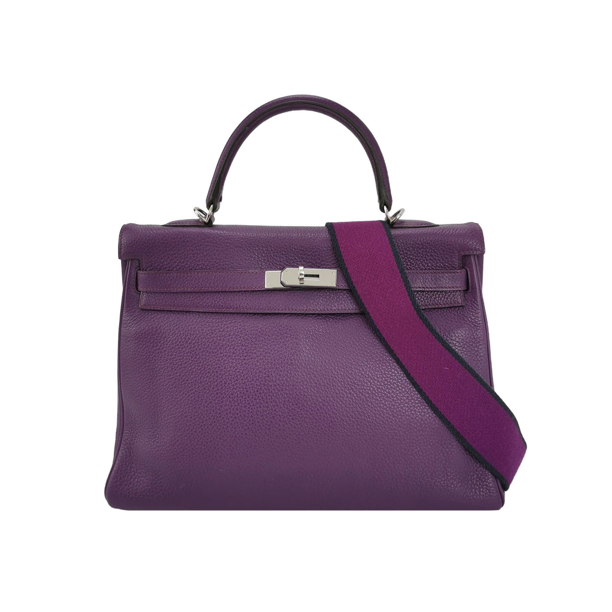 Hermes Hermes Kelly 35 Purple Calfskin Silver-Tone Hardware Shoulder Bag