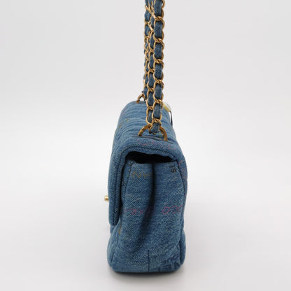 Classic Flap Seasonal limited Edition Small Denim quilted logo CC turn-lock