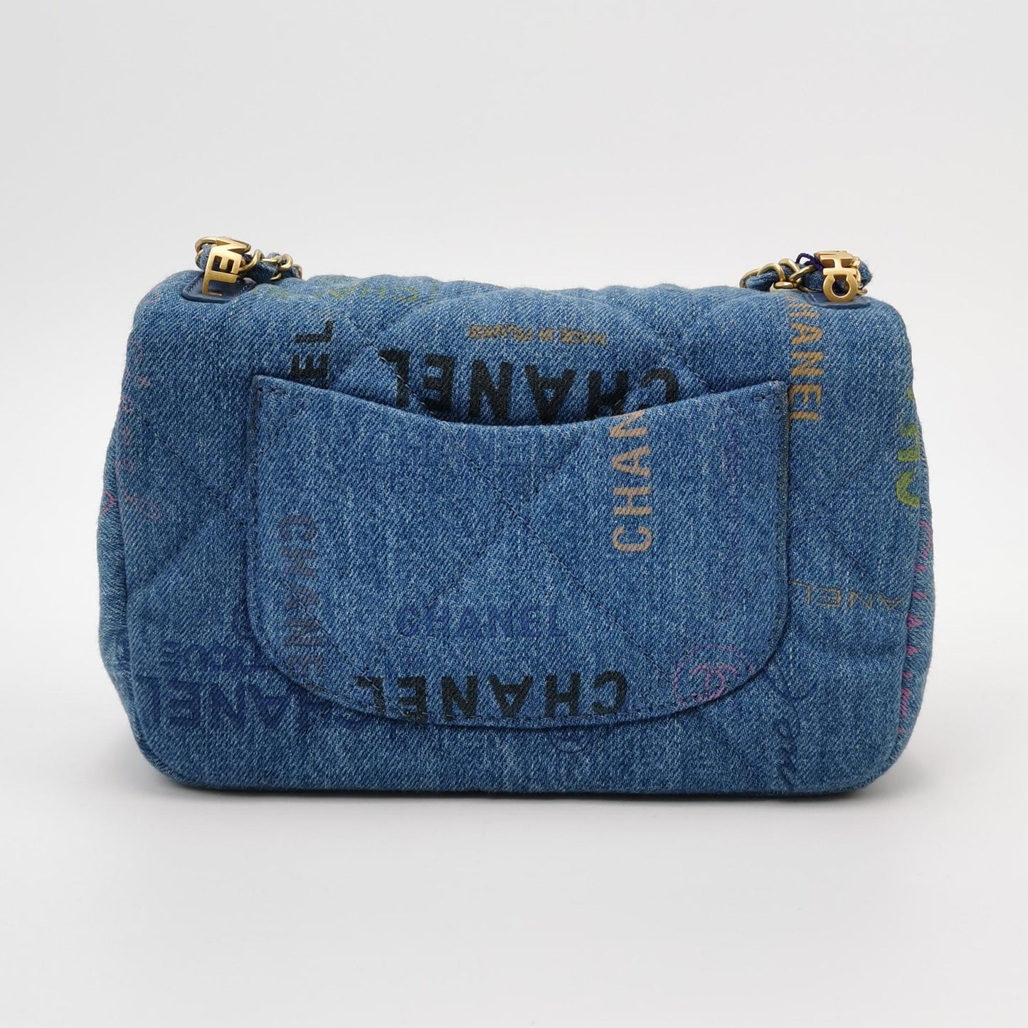 Classic Flap Seasonal limited Edition Small Denim quilted logo CC turn-lock