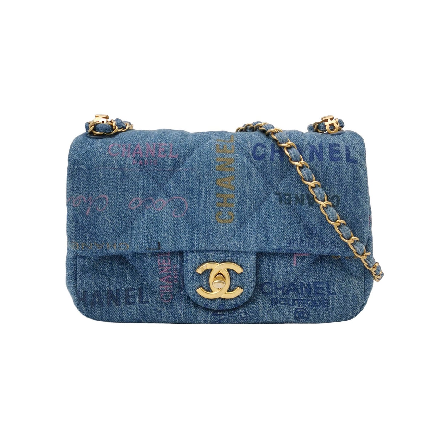 Classic Flap Seasonal limited Edition Small Denim quilted logo CC turn-lock